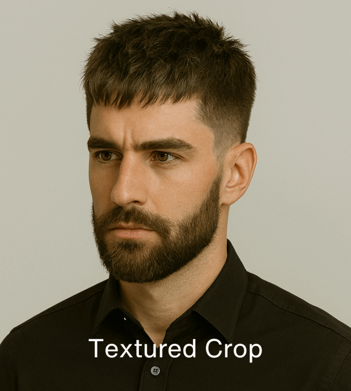 Bărbat cu fata triunghiulara si tunsoare Textured Crop.