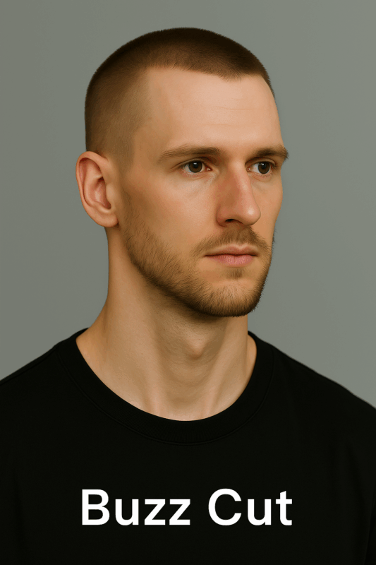 Buzz Cut clasic pentru bărbați cu fața alungită