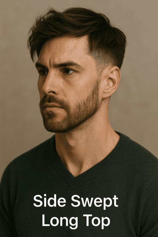 Side Swept Long Top -Tunsoare cu Păr lung pieptănat într-o parte